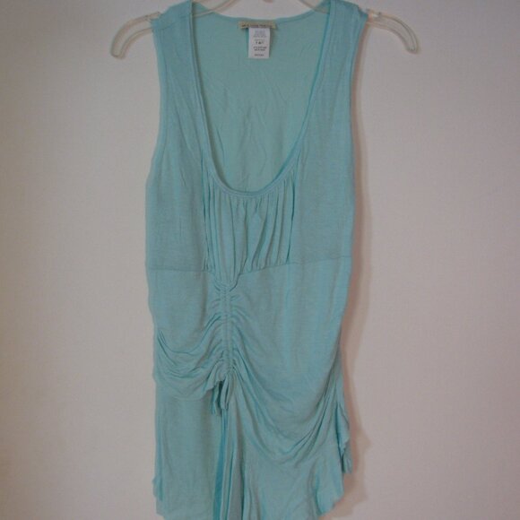 COPY - 2/$15 The Rag Story Top Juniors Small NWOT New Aqua Blue Tank Rouching - Picture 1 of 5